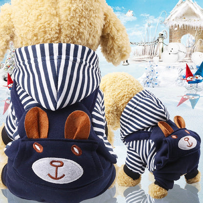 Striped Dog Hoodie Winter Outfit